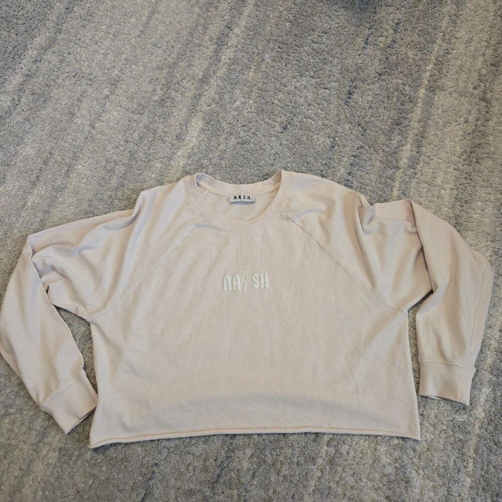 THE NASH COLLECTION Women’s  Cropped Long Sleeve Small Beige Oversize